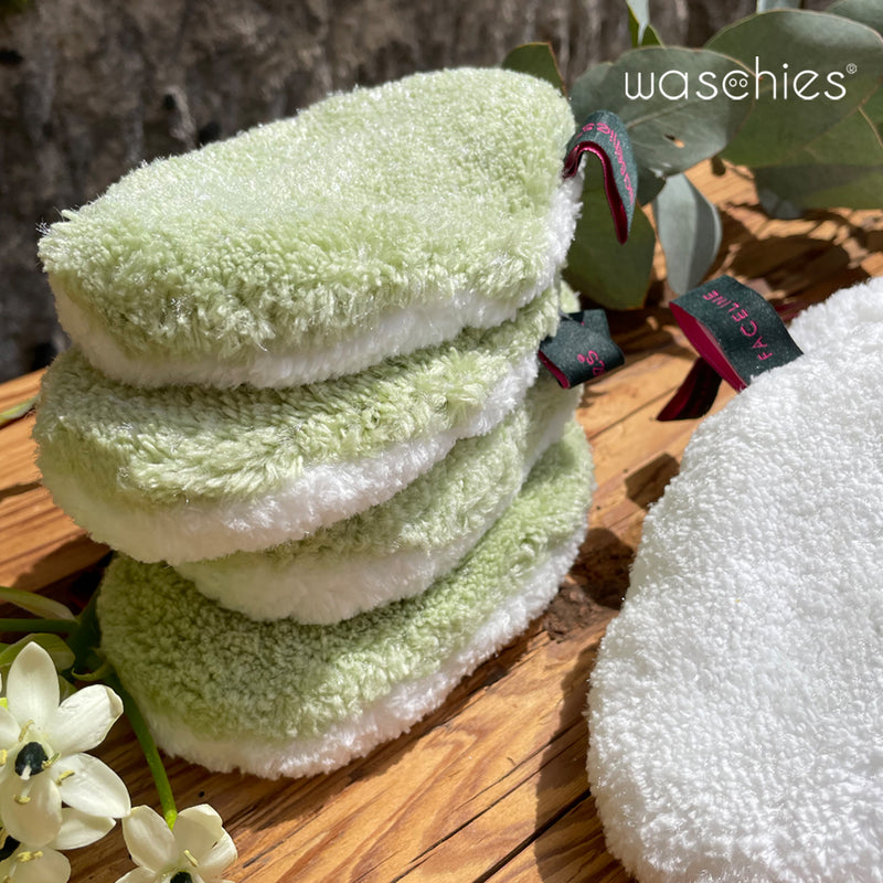 waschies Abschmink- & Waschpads 7er-Set - Nature Edition - hellgrün/weiß