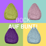 LUMALAND Luxury Fluffy Sitzsack stylischer Webplüsch Beanbag Gelb in vier farbigen Varianten, weich, formanpassend und 120L Füllung.