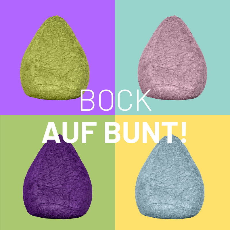 LUMALAND Luxury Fluffy Sitzsack stylischer Webplüsch Beanbag Gelb in vier farbigen Varianten, weich, formanpassend und 120L Füllung.