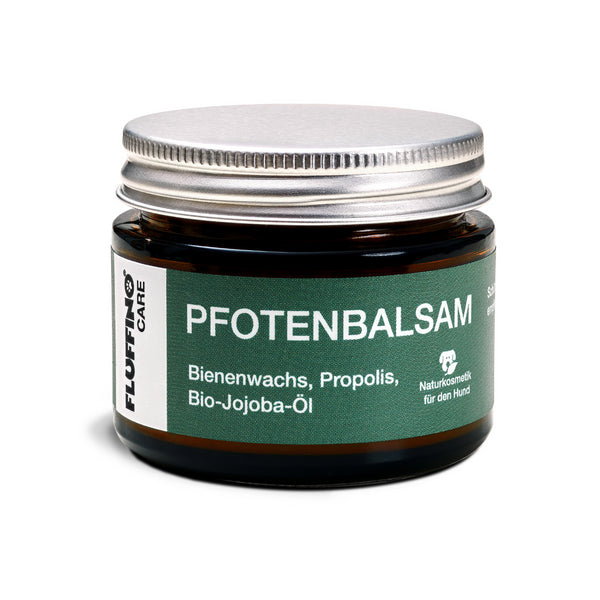 FLUFFINO® Pfotenbalsam - 50 ml, natürlicher Pfotenschutz mit Bienenwachs, Propolis und Bio-Jojobaöl für Hunde.