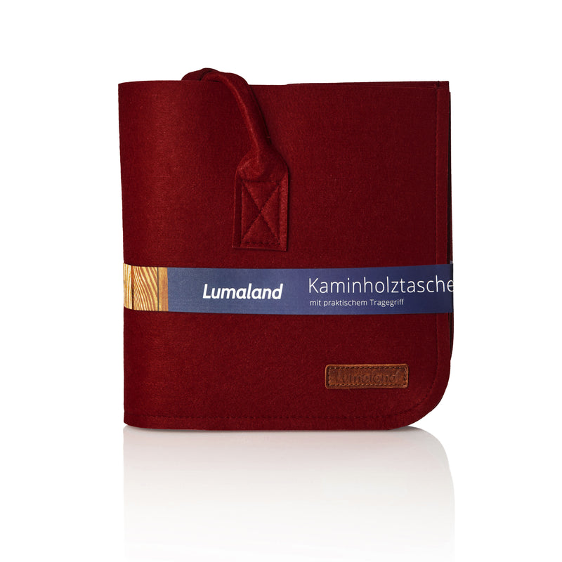 LUMALAND Kaminholztasche aus Filz mit Tragegriff - 50 x 25 x 25 cm - Rot