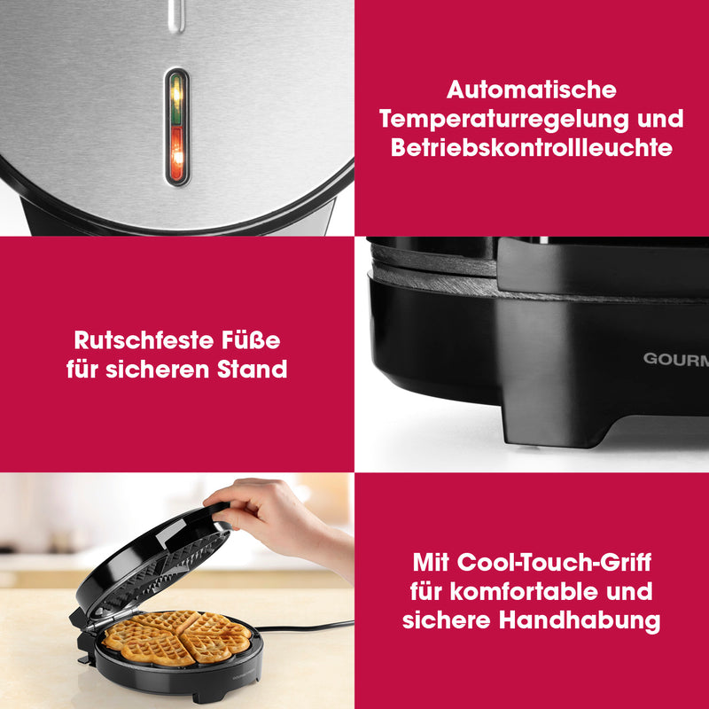 GOURMETmaxx Waffeleisen Herz - schwarz/Edelstahl