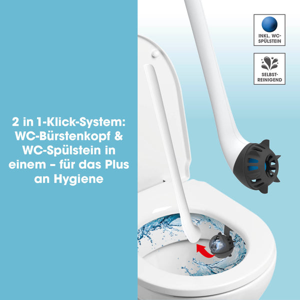 EASYmaxx WC-Bürste - 2 in 1-Klick-System - weiß/schwarz