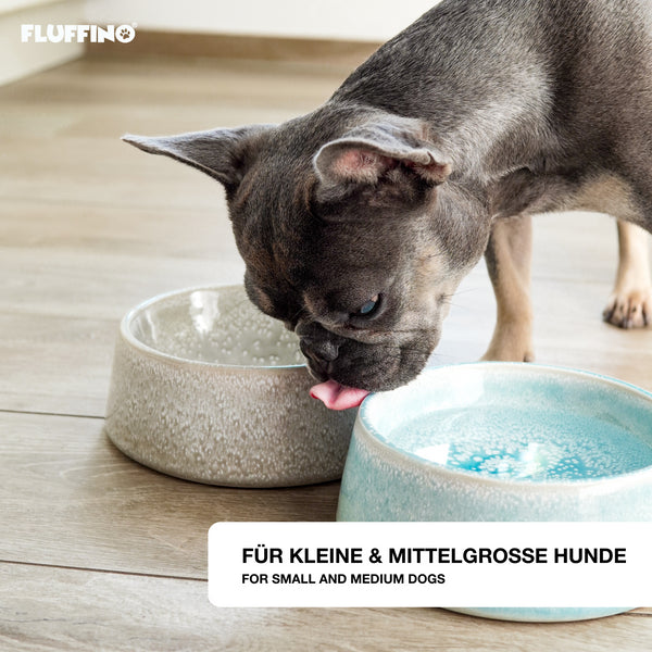 FLUFFINO® Hundenapf / Futternapf Keramik 800 ml in Grau, handgefertigt, lebensmittelecht, ideal für kleine und mittelgroße Hunde.