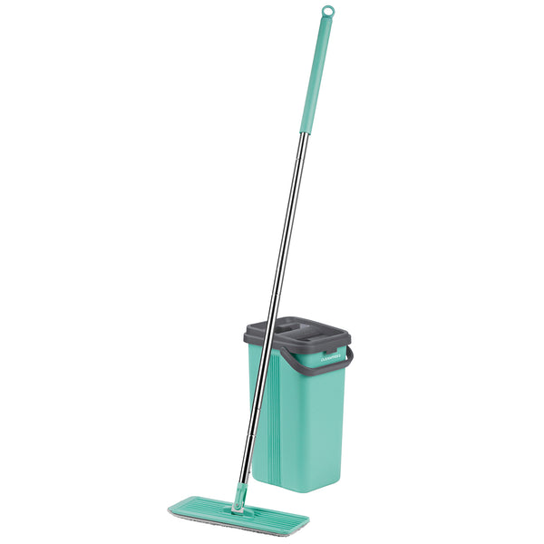 CLEANmaxx Komfort-Mopp Kompakt türkis/grau mit 2-Kammer-Eimer, Gelenkstiel und Auswring-Mechanismus für idealen Feuchtigkeitsgrad.