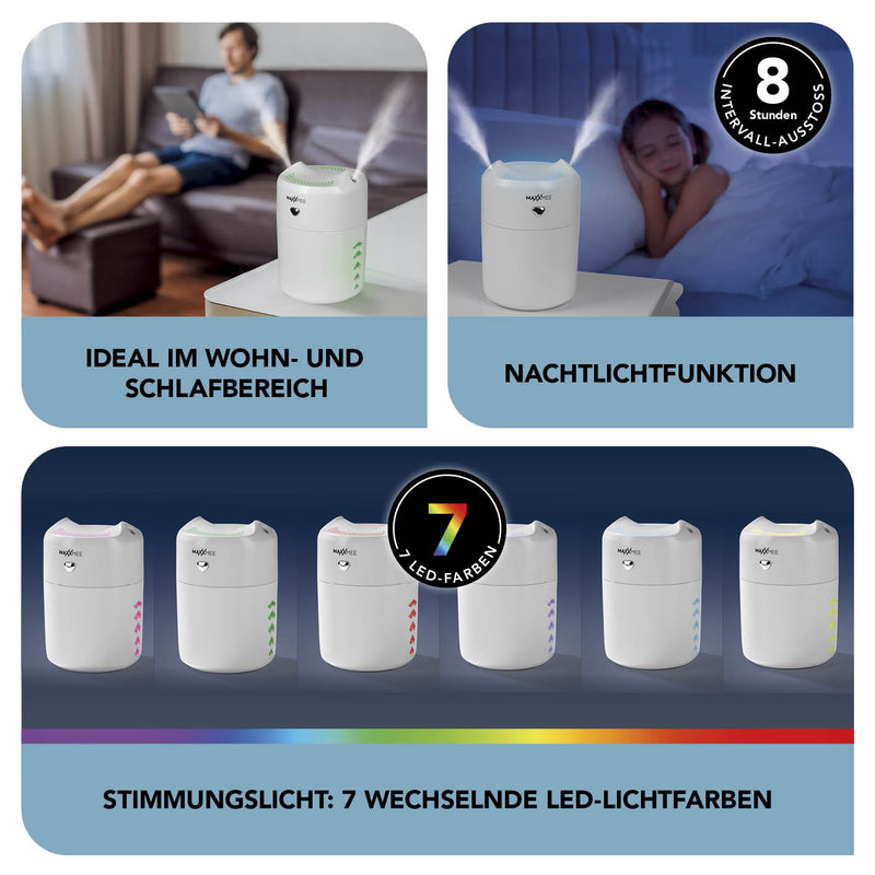 MAXXMEE Diffuser mit LED-Farbwechsel und Nachtlicht-Funktion