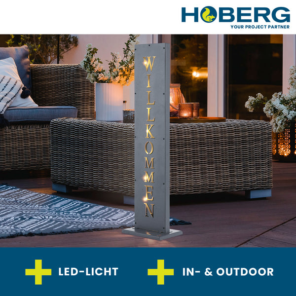 Hoberg LED Beton-Schild mit "Willkommen"