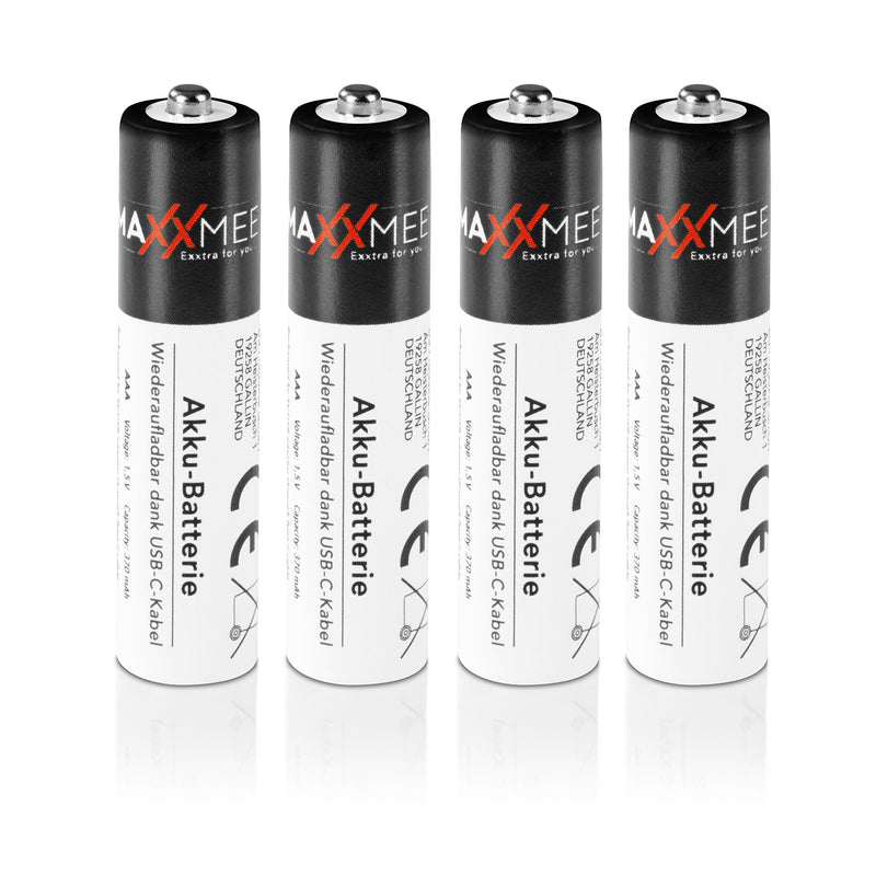 MAXXMEE Batterien wiederaufladbar AAA - 4er-Set