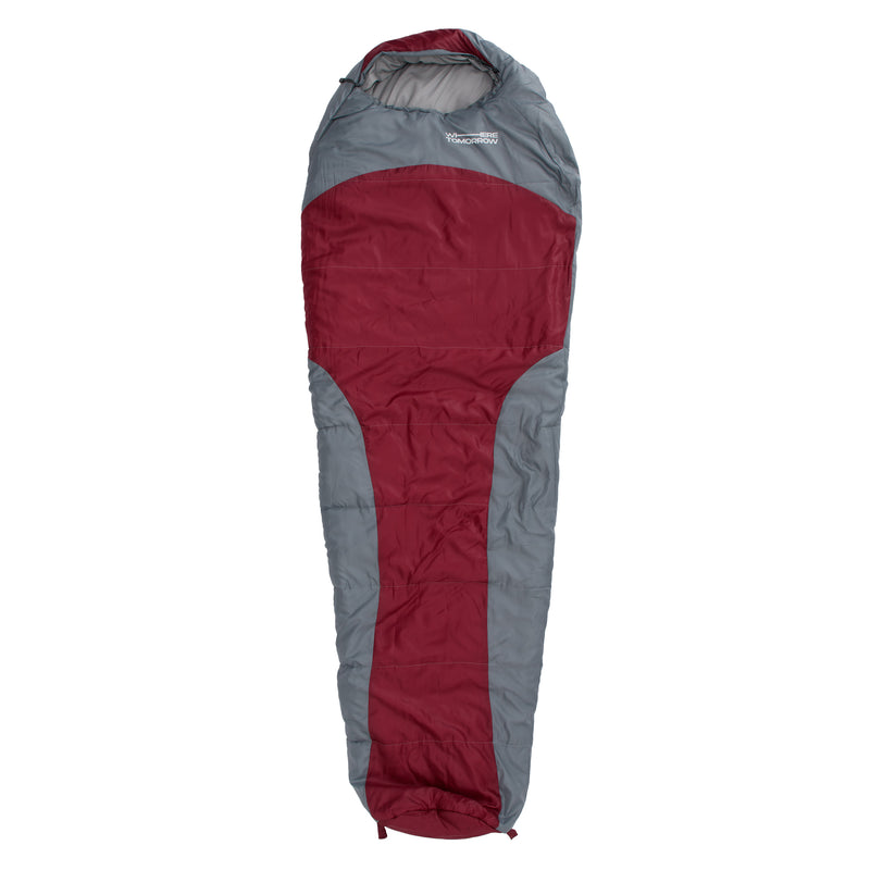 Where Tomorrow Camping Schlafsack Classic - Mumienschlafsack mit Tasche - 230 x 80 x 55 cm - Weinrot