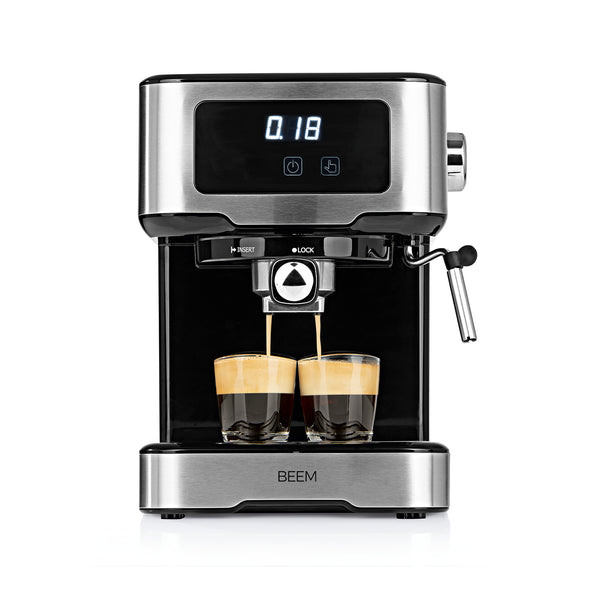 BEEM ESPRESSO-SELECT-TOUCH Espresso-Siebträgermaschine mit Touch-Display, 15 bar Druck und Doppel-Espresso-Funktion.