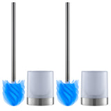LOOMAID WC-Bürste Silikonkopf Edelstahl/blau mit Bürstenhalter - 2er-Set