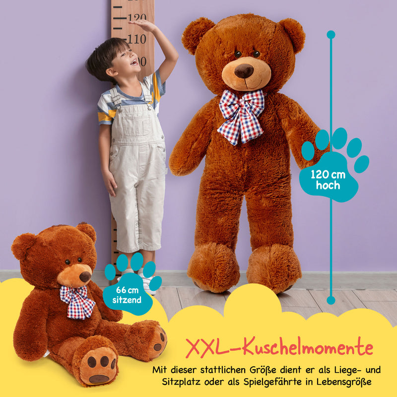 LUMALAND XXL-Teddy mit Kulleraugen - 120 cm - Braun