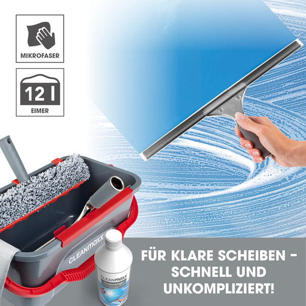 CLEANmaxx Fensterreiniger-Set - 7-tlg. inkl. Reiniger - Ideal für Haus & Auto