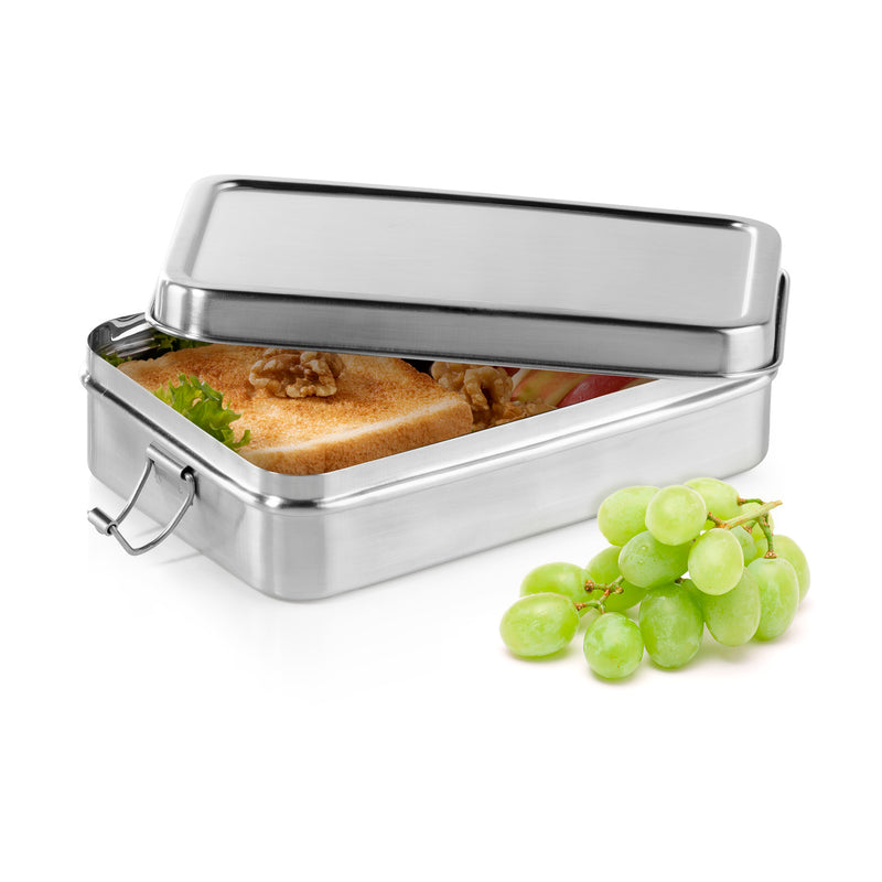 GOURMETmaxx Lunchbox Edelstahl Brotdose Brotbox Vesper Brotzeit Box Behälter Vorratsdose Lunchbox Klick-it 2-tlg. 18x11x5cm Edelstahl Metalldose