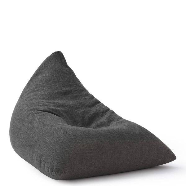 LUMALAND Sitzsack Interior Line dunklegrau, dreieckig, 370l Füllung, Leinen-Look, komfortables Sitzkissen 150x100x100 cm für Indoor.