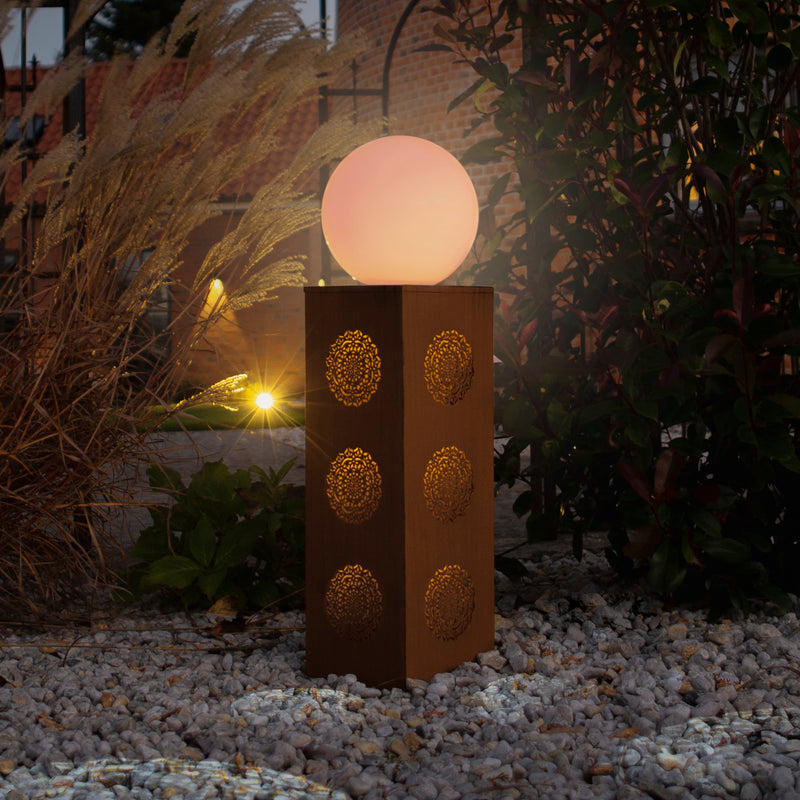Hoberg LED-Dekosäule "Mandala" in Rost-Optik - 21 x 21 x 84 cm