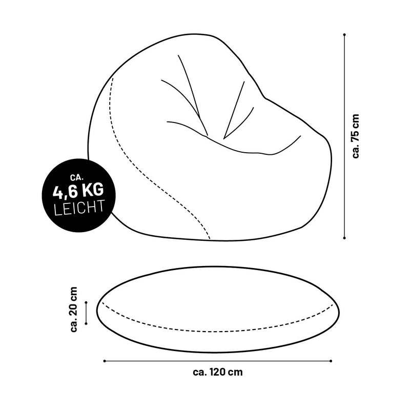 LUMALAND Sitzsack Drops (300 L) - In- & outdoor - Silbergrau