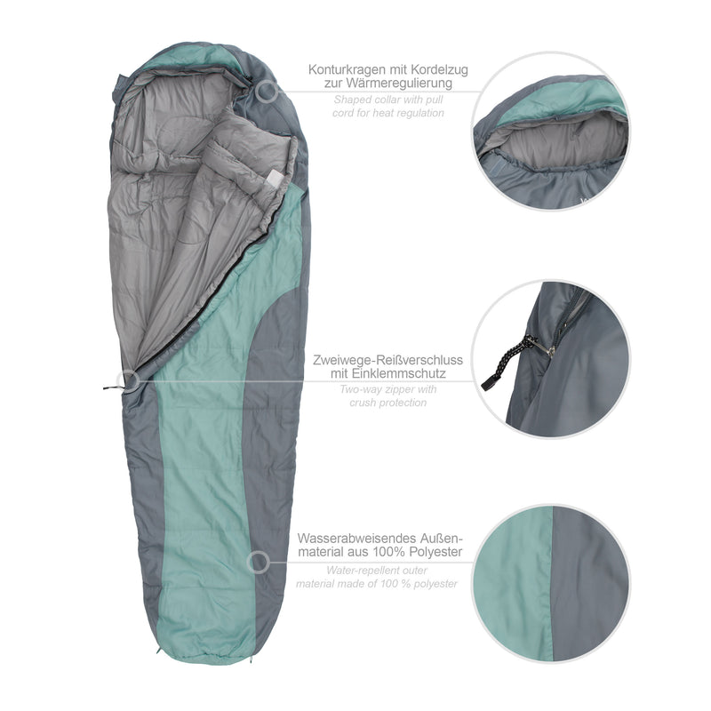 Where Tomorrow Camping Schlafsack Classic - Mumienschlafsack mit Tasche - 230 x 80 x 55 cm - Hellblau