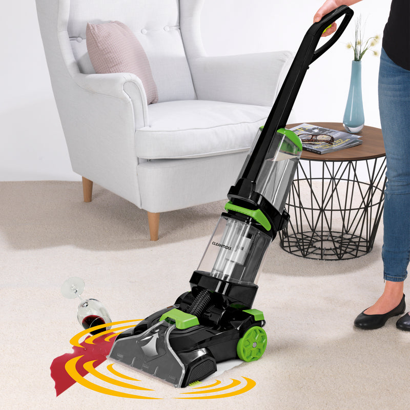 CLEANmaxx Teppichreiniger Professional 800 W in Schwarz/Grün mit Teppichshampoo