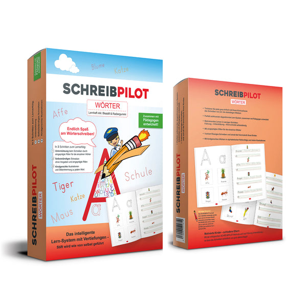 Schreibpilot Heft Wörter mit Bleistift/Radiergummi – Lernheft zum Schreiben üben mit kindgerechten Wörtern und Illustrationen, DIN-A4.