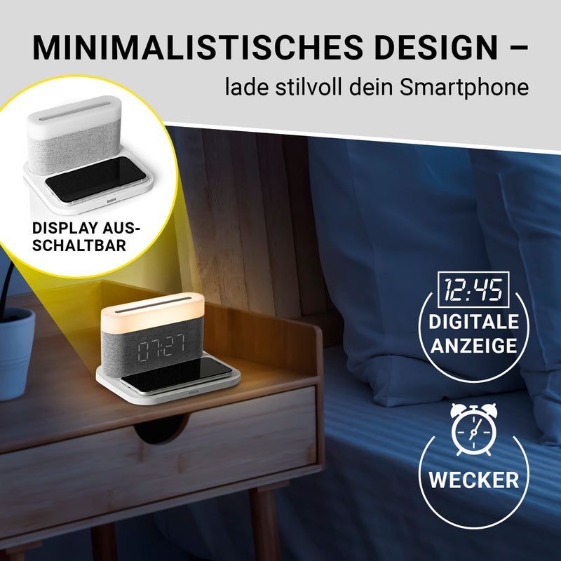 N8WERK Nachttischlampe mit Wireless Charger