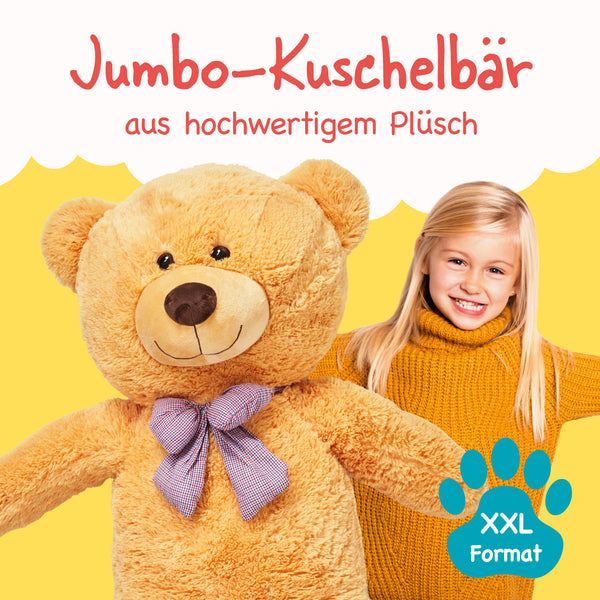 LUMALAND XXL-Teddy mit Kulleraugen - 120 cm - Hellbraun