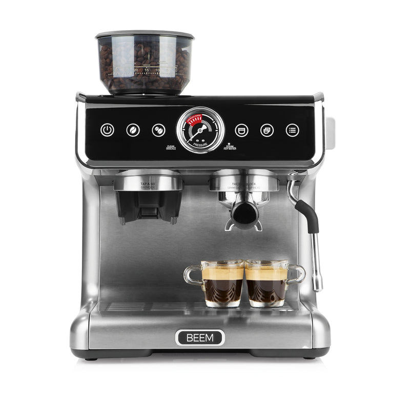 ESPRESSO-GRIND-PROFESSION Espresso-Siebträgermaschine mit Mahlwerk + 1x ESPRESSO PERFETTO Ganze Bohne + 1x CAFÉ CREMA Ganze Bohne