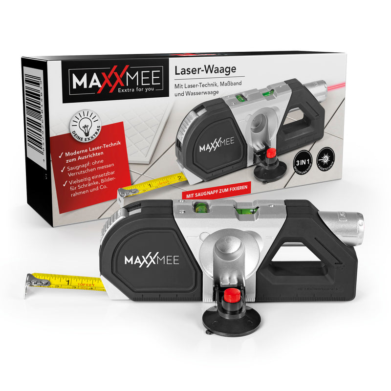 MAXXMEE Laser-Waage - Ausrichten per Laser für eine Entfernung bis zu 10 m