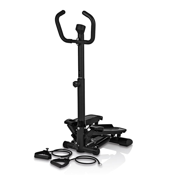 VITALmaxx Fitnesstrainer Swing Stepper mit 2 Expanderbändern - schwarz