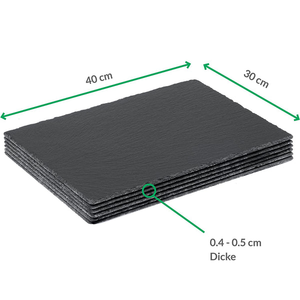 Minuma® Schieferplatten 40x30 cm aus Naturgestein - 6er-Set - Schwarz