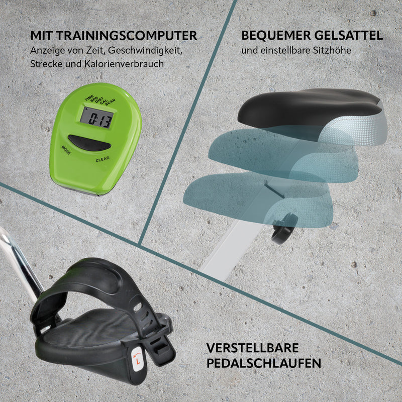 VITALmaxx Heimtrainer mit magnetischer Bremse - limegreen/weiß