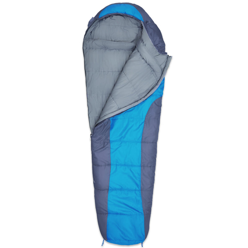 Where Tomorrow Camping Schlafsack Small & Light - Mumienschlafsack mit Tasche - 220 x 80 x 50 cm - Grau-Himmelblau