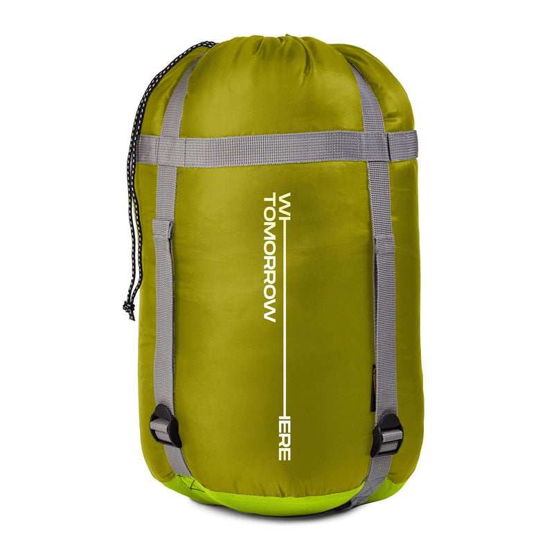 Where Tomorrow Camping Schlafsack Classic - Mumienschlafsack mit Tasche - 230 x 80 x 55 cm - Oliv-Hellgrün