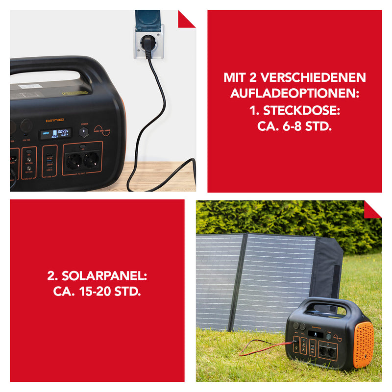 EASYmaxx Powerstation tragbar - 1048Wh - schwarz/orange