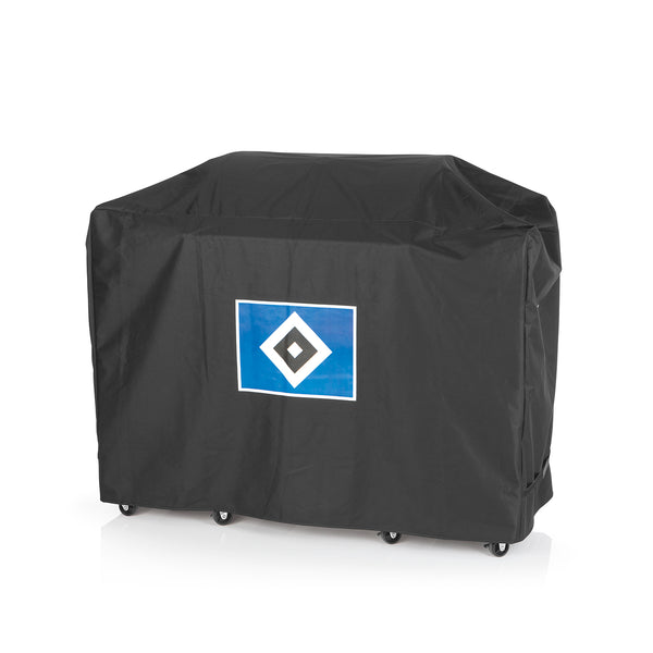 HSV Wetterschutzhaube XL - schwarz mit Logo, robust, wasserdicht, atmungsaktiv, UV-beständig, für Grill und Outdoorgebrauch.