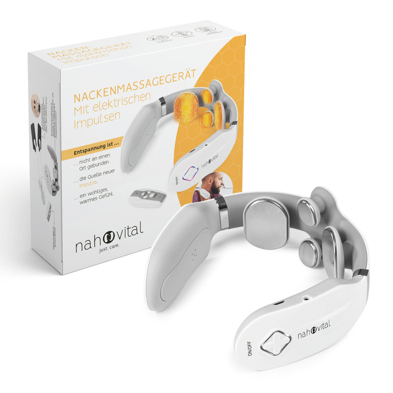 nah-vital® Nackenmassagegerät - Mit EMS- und Wärmefunktion - weiß