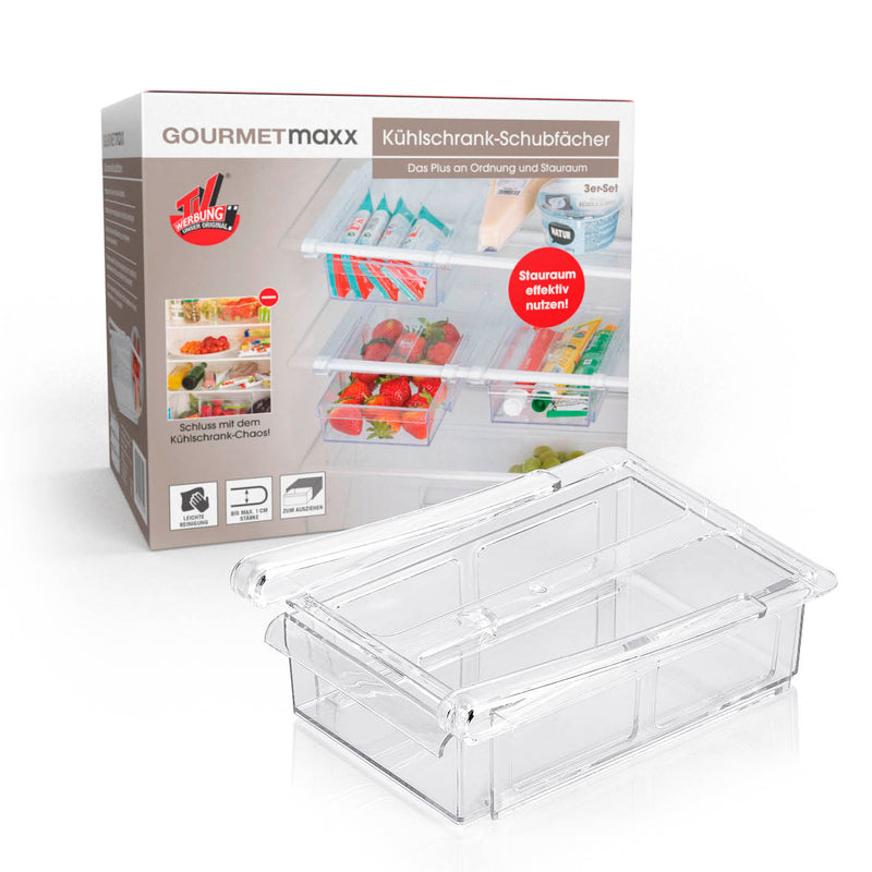 GOURMETmaxx Klemm-Schublade für Kühlschrank 3er-Set - transparent