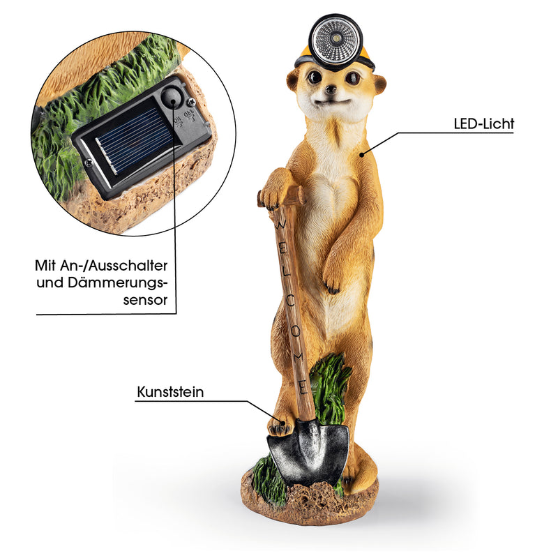 EASYmaxx Solarleuchte Erdmännchen als Bergarbeiter