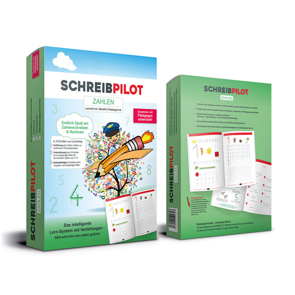 Schreibpilot Heft Zahlen mit Bleistift/Radiergummi - DIN-A4, Lernheft zum Zahlen schreiben und Rechnen lernen für Kinder.