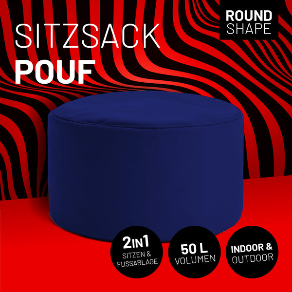 LUMALAND Sitzsack Pouf (50 L) in Navyblau, modern, vielseitig, langlebig, für Indoor & Outdoor mit 2in1 Funktion, pflegeleicht und leicht transportierbar.