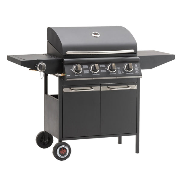 GRILLCHEF Gasgrill 4 BR + SB - 106 cm - schwarz