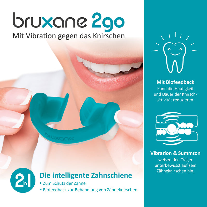 bruXane 2go - Zahnschiene mit Biofeedback bei Zähneknirschen - türkis