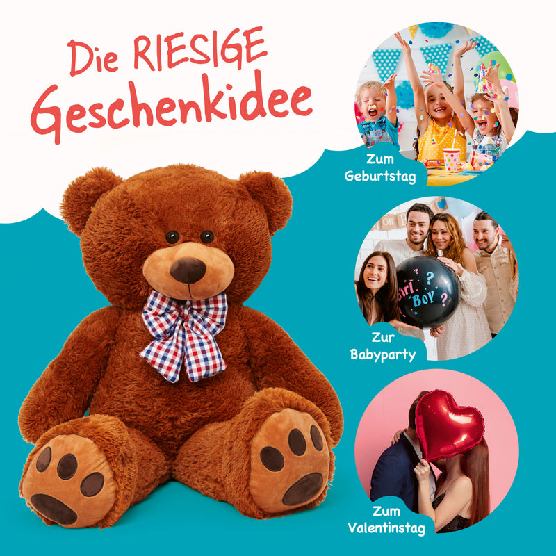 LUMALAND XXL-Teddy mit Kulleraugen - 120 cm - Braun