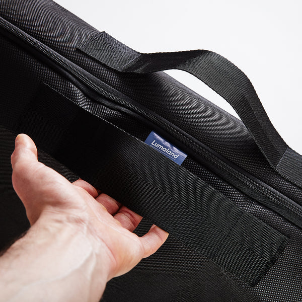 LUMALAND Matratzen-Aufbewahrungstasche schwarz, 90x200x25 cm, mit Reißverschluss und Tragegriff, langlebig und platzsparend.