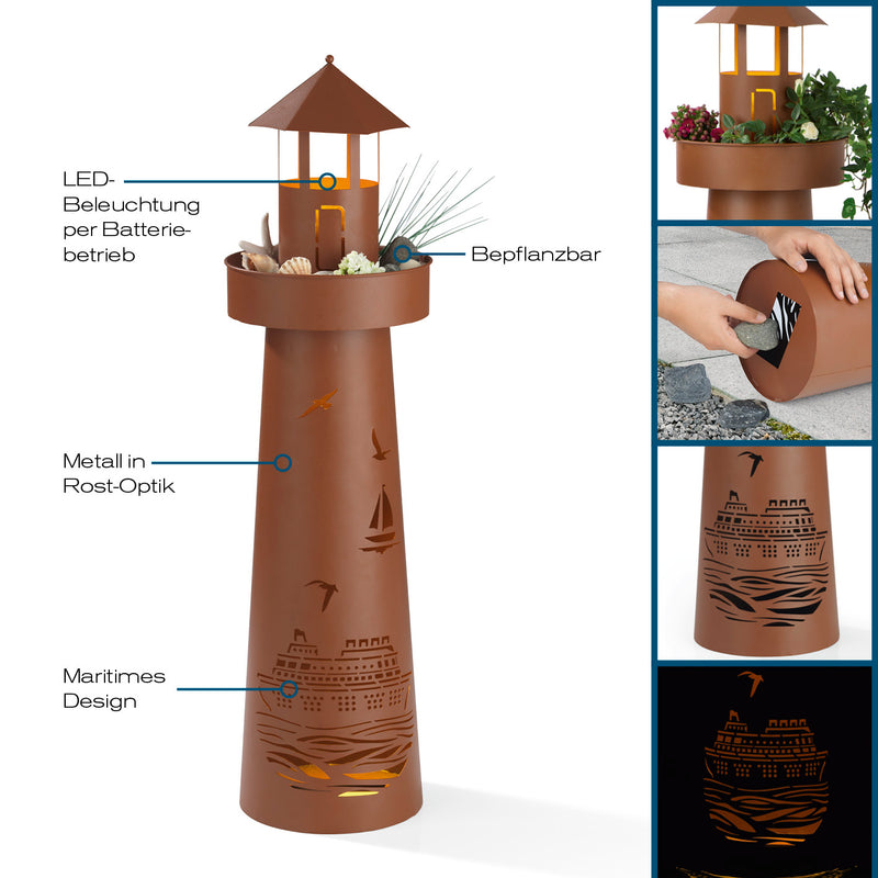 Hoberg LED Deko-Leuchtturm in Rost-Optik