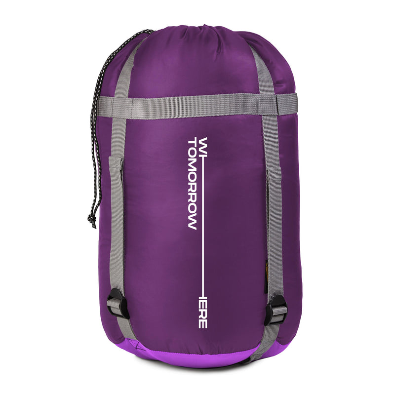 Where Tomorrow Camping Schlafsack Small & Light - Mumienschlafsack mit Tasche - 220 x 80 x 50 cm - Lila