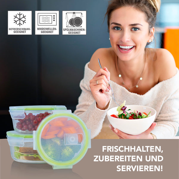 GOURMETmaxx Frischhaltedosen rund Klick-It - 3 Dosen + Deckel