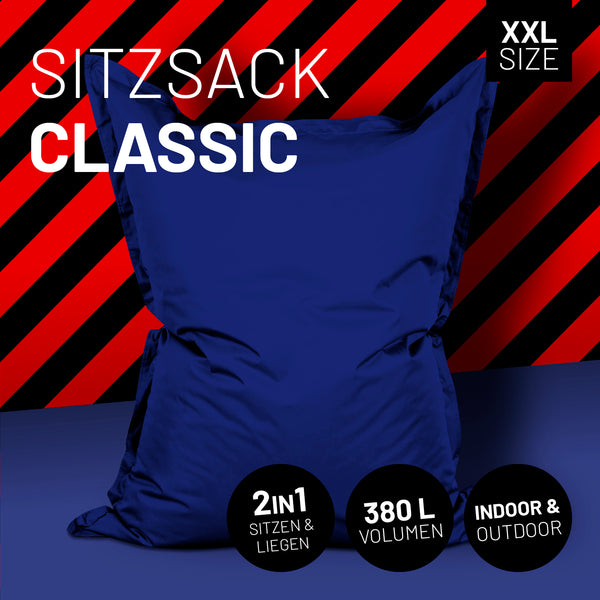 LUMALAND Sitzsack Classic XXL (380 L) dunkelblau, 2in1 für drinnen & draußen, langlebig mit großem Volumen und pflegeleichtem Material.