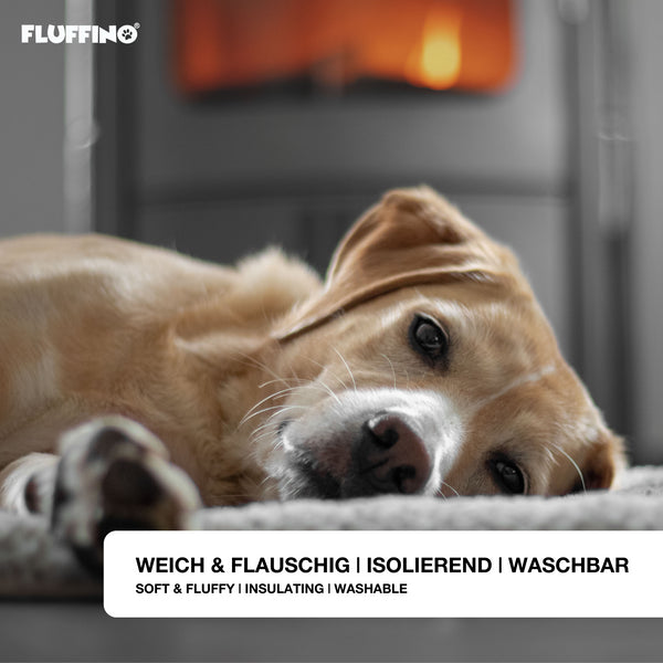 FLUFFINO® Hundedecke/Hundekissen Wildlederimitat Größe S grau, weich, flauschig, isolierend und waschbar, ideal für kleine Hunde.