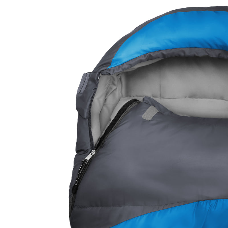 Where Tomorrow Camping Schlafsack Small & Light - Mumienschlafsack mit Tasche - 220 x 80 x 50 cm - Grau-Himmelblau